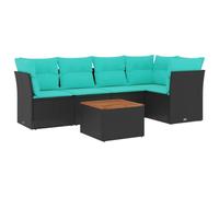 vidaXL Set de Sofás de Jardín y Cojines 6 pzas, Asientos con Respaldos, Sofás Modulares, Muebles para Patio Terraza, Ratán Sintético Negro