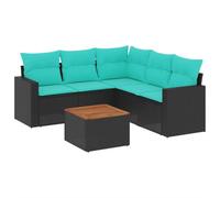 vidaXL Set de Sofás de Jardín y Cojines 6 pzas, Asientos con Respaldos, Sofás Modulares, Muebles para Patio Terraza, Ratán Sintético Negro