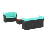 vidaXL Set de Sofás de Jardín y Cojines 6 pzas, Asientos con Respaldos, Sofás Modulares, Muebles para Patio Terraza, Ratán Sintético Negro