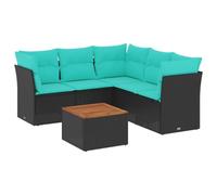 vidaXL Set de Sofás de Jardín y Cojines 6 pzas, Asientos con Respaldos, Sofás Modulares, Muebles para Patio Terraza, Ratán Sintético Negro