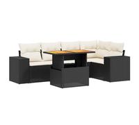 vidaXL Set de Sofás de Jardín y Cojines 6 pzas, Asientos con Respaldos, Sofás Modulares, Muebles para Patio Terraza, Ratán Sintético Negro