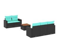 vidaXL Set de Sofás de Jardín y Cojines 6 pzas, Asientos con Respaldos, Sofás Modulares, Muebles para Patio Terraza, Ratán Sintético Negro