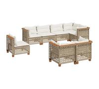vidaXL Set de sofás de jardín y Cojines 8 Piezas ratán sintético Beige