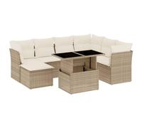 vidaXL Set de sofás de jardín y Cojines 8 Piezas ratán sintético Beige