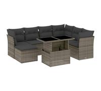 vidaXL Set de sofás de jardín y Cojines 8 Piezas ratán sintético Gris