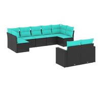 vidaXL Set de Sofás de Jardín y Cojines 8 pzas, Asientos con Respaldos, Sofás Modulares, Muebles para Patio Terraza, Ratán Sintético Negro