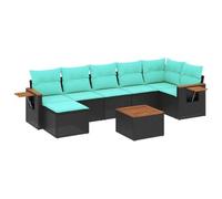 vidaXL Set de Sofás de Jardín y Cojines 8 pzas, Asientos con Respaldos, Sofás Modulares, Muebles para Patio Terraza, Ratán Sintético Negro