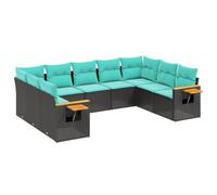 vidaXL Set de Sofás de Jardín y Cojines 8 pzas, Asientos con Respaldos, Sofás Modulares, Muebles para Patio Terraza, Ratán Sintético Negro