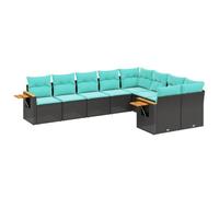 vidaXL Set de Sofás de Jardín y Cojines 8 pzas, Asientos con Respaldos, Sofás Modulares, Muebles para Patio Terraza, Ratán Sintético Negro