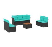 vidaXL Set de Sofás de Jardín y Cojines 8 pzas, Asientos con Respaldos, Sofás Modulares, Muebles para Patio Terraza, Ratán Sintético Negro