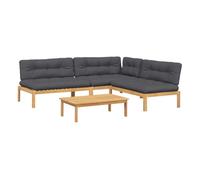 Vidaxl set de sofás de palets de jardín y cojines 4 pzas madera acacia