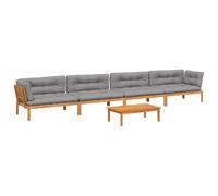 vidaXL Set de sofás de palets de jardín y Cojines 5 pzas Madera Acacia