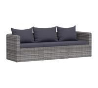 vidaXL Set de Sofás Jardín 3 Piezas y Cojines Ratán Sintético Gris Mobiliario Diseño Elegante Resistente Agua e Intemperie Robusta Duradera Ligera