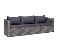 vidaXL Set de Sofás Jardín 3 Piezas y Cojines Ratán Sintético Gris Mobiliario Diseño Elegante Resistente Agua e Intemperie Robusta Duradera Ligera