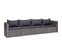 vidaXL Set de Sofás Jardín 4 Piezas y Cojines Ratán Sintético Gris Mobiliario Diseño Elegante Resistente Agua e Intemperie Robusta Duradera Ligera