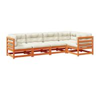 vidaXL Set de sofás jardín 5 pzas con Cojines Madera Pino marrón Cera