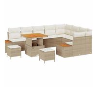 vidaXL Set de Sofás Modulares para Exterior con Cojines Crema, ratán sintético, Patas Ajustables, Resistente al Clima, Asientos amplios, Duradero y fácil de Limpiar. Ideal para jardín, terraza, Sofa