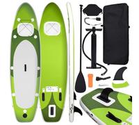 vidaXL Set de Tabla de Paddle Surf Hinchable Inflable Portátil Deporte Viaje Piscina Lago Bomba Manual Estable Duradero Verde 330x76x10 cm