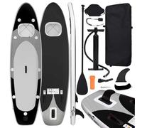 vidaXL Set de Tabla de Paddle Surf Hinchable Inflable Portátil Deporte Viaje Piscina Lago Bomba Manual Estable Duradero Negro 300x76x10 cm