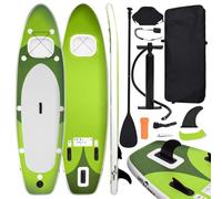 vidaXL Set de Tabla de Paddle Surf Hinchable Inflable Portátil Deporte Viaje Piscina Lago Bomba Manual Estable Duradero Verde 360x81x10 cm