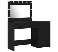 vidaXL Set de tocador 2 Piezas con luz LED Madera ingeniería Negro
