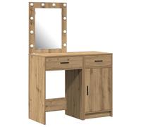 vidaXL Set de tocador 2 Piezas luz LED Madera ingeniería Roble Artisan