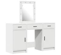 vidaXL Set de tocador 3 Piezas con luz LED Madera ingeniería Blanco