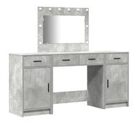 vidaXL Set de tocador 3 Piezas luz LED Madera ingeniería Gris hormigón