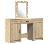 vidaXL Set de tocador 3 Piezas luz LED Madera ingeniería Roble Sonoma
