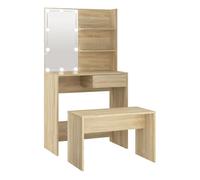 Vidaxl set de tocador con led madera contrachapada roble sonoma