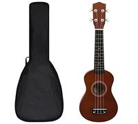 vidaXL Set de Ukelele Soprano con Funda para Niños 21" Musical Juego Instrumento Guitarra para Principiantes Jóvenes Aficionado Madera Oscura