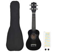 vidaXL Set de Ukelele Soprano con Funda para Niños Juego Instrumento Musical Guitarra para Principiantes Jóvenes Aficionados Profesionales Negro 21"