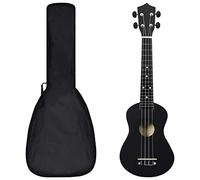 vidaXL Set de Ukelele Soprano con Funda para Niños Juego Instrumento Musical Guitarra para Principiantes Jóvenes Aficionados Profesionales Negro 23"