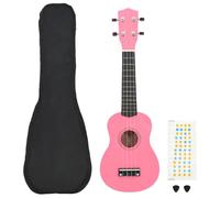 vidaXL Set de ukelele soprano con funda para niños rosa 23"