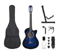 vidaXL Set Guitarra Acústica Cutaway 12 Piezas 6 Cuerdas 38" Juego Instrumento Musicales de Aprendizaje para Niños y Principiantes Azul