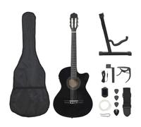 vidaXL Set Guitarra Acústica Occidental 12 Piezas con Ecualizador y 6 Cuerdas Juego Instrumento Musicales de Aprendizaje Aficionados Jóvenes Negro