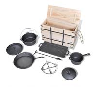 vidaXL Set Horno Holandés 9 Piezas BBQ Barbacoa Utensilios Aire Libre Parrilla