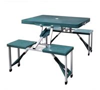vidaXL Set Mesa Plegable de Camping y 4 Taburetes, Mesita y Sillas, Mesa de Picnic, Muebles para Jardín Patio Cocina, Aluminio