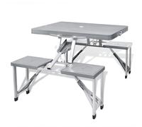 vidaXL Set Mesa Plegable de Camping y 4 Taburetes, Mesita y Sillas, Mesa de Picnic, Muebles para Jardín Patio Cocina, Aluminio