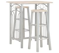 vidaXL Set mesa y sillas altas de cocina 3 piezas madera y acero