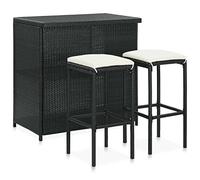 vidaXL Set Mesa y sillas de Bar jardín 3 Piezas ratán sintético Negro