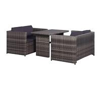 vidaXL Set Mesa y sillas jardín 3 pzas y Cojines ratán sintético Gris