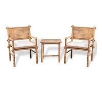 vidaXL Conjunto de Muebles de Jardín Mesa Sillas Sillón 5 Piezas Patio Exterior Terraza al Aire Libre Balcón Tablero Comedor de Bambú
