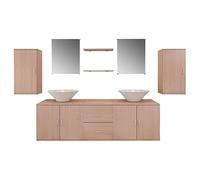 vidaXL Set Mobiliario de Baño con Lavabo Pack 9 Unidades Beige en Conglomerado