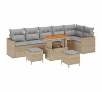 vidaXL Set Modular de Sofás de Jardín con Cojines Beiges de Ratán Sintético para 6 Personas, Resistente al Clima, con Patas Ajustables, Balcón, Patio, Comedor y Relax, Muebles Modernos