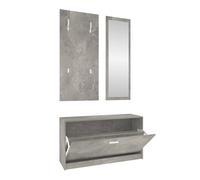 Vidaxl set mueble zapatero 3 en 1 madera contrachapada gris hormigón