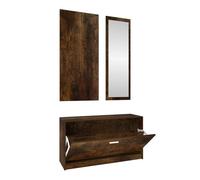 Vidaxl set mueble zapatero 3 en 1 madera contrachapada roble ahumado