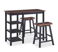 vidaXL Set Muebles Bar 3 Piezas Negro Mobiliario Mesa Silla Alta Salón Cocina