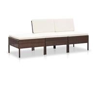 vidaXL Set Muebles de Jardín 3 Piezas y Cojines Patio Terraza Conjunto Casa Exterior Comedor Aire Libre Mesa Silla Asientos Ratán Sintético Marrón