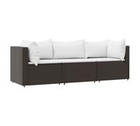 vidaXL Set Muebles de jardín 3 Piezas y Cojines ratán sintético marrón, Juego de salón para jardín, Muebles de Exterior, Muebles de terraza